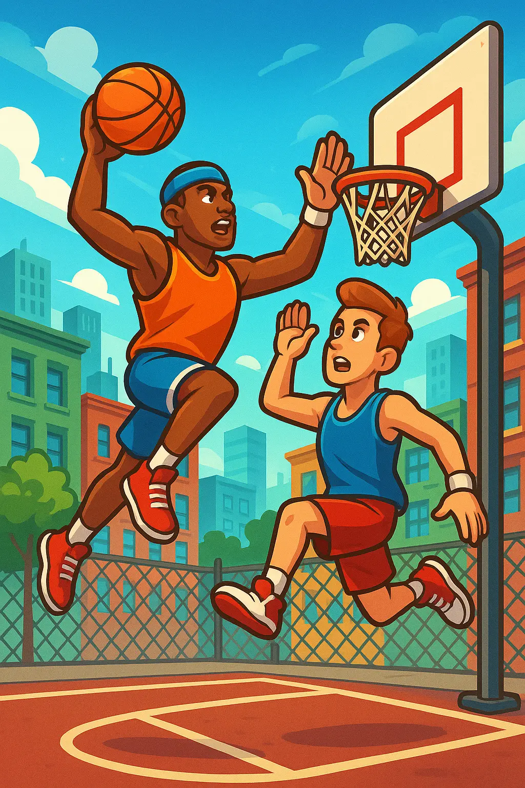 Dunking in Basketball Stars game scene