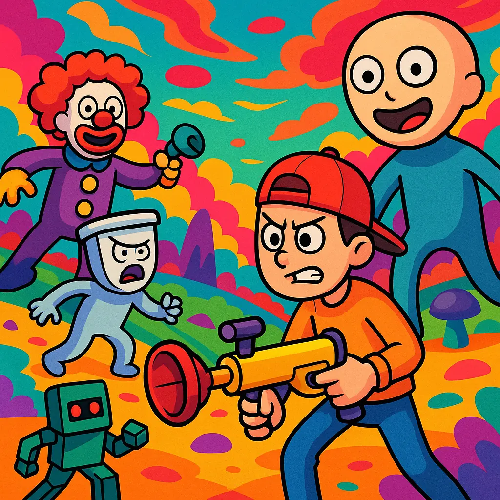Funny enemies in action scene from Funny Shooter 2