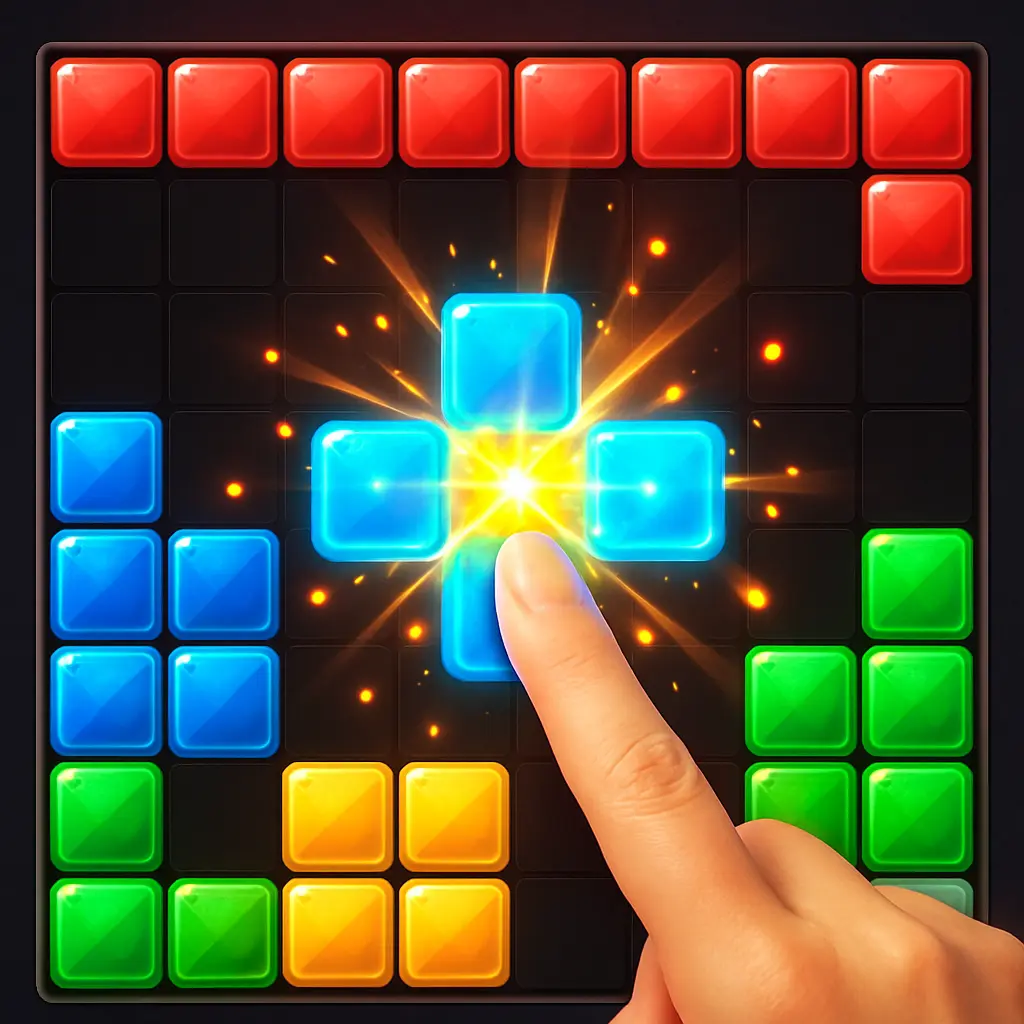 Exploding colorful blocks in Block Blast puzzle game