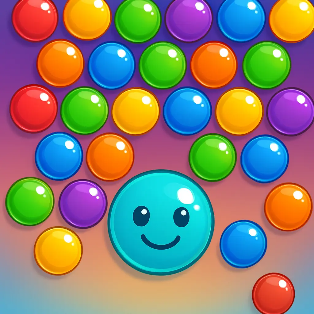 Colorful bubble popping in Smarty Bubbles game